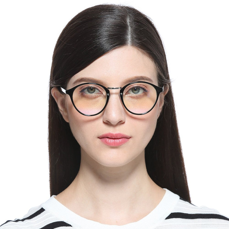 Cyxus Lentes Transparentes vidrios ordinarios clásico Retro Redondo Marco Gafas Unisexo(Hombres/Mujeres) Ligeras cómodas