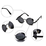 Youtato Gafas de Sol polarizadas reflexivas Redondas Retro del Hippie con el Pequeño Marco de Metal 47m m para Las Mujeres/los Hombres