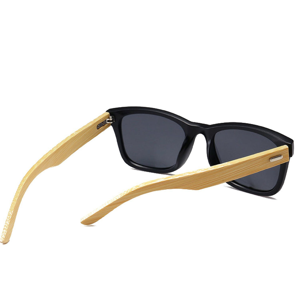 Lentes de Sol Bamboo para Hombre y Mujer Color Negro con Proteccion UV400 Gafas de Sol de Madera de Bambú Incluye Toalla para Limpieza