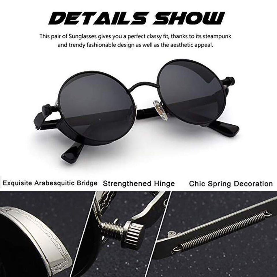 Youtato Gafas de Sol polarizadas reflexivas Redondas Retro del Hippie con el Pequeño Marco de Metal 47m m para Las Mujeres/los Hombres