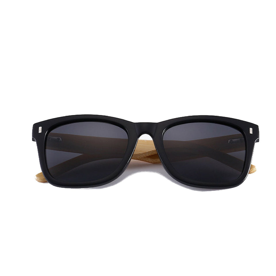 Lentes de Sol Bamboo para Hombre y Mujer Color Negro con Proteccion UV400 Gafas de Sol de Madera de Bambú Incluye Toalla para Limpieza
