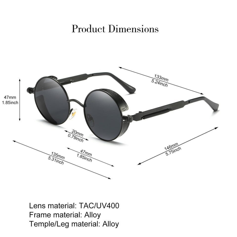 Youtato Gafas de Sol polarizadas reflexivas Redondas Retro del Hippie con el Pequeño Marco de Metal 47m m para Las Mujeres/los Hombres