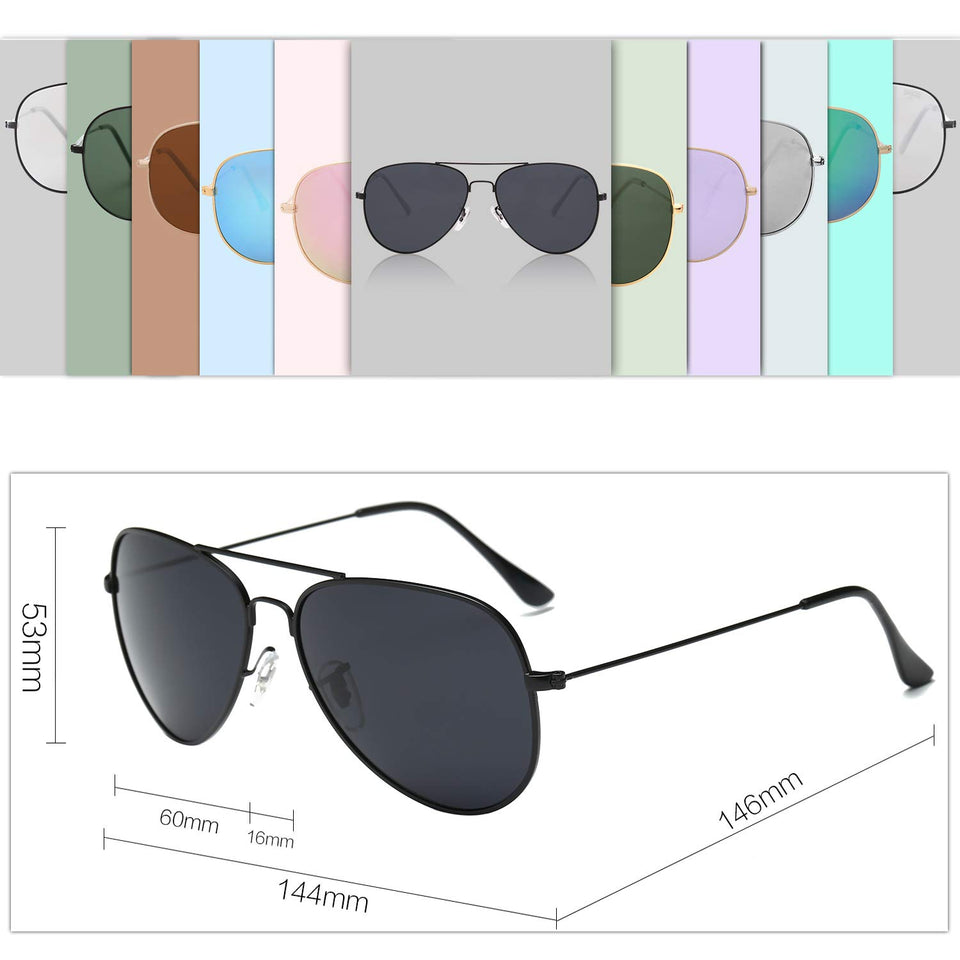 SojoS Gafas De Sol Para Hombres Y Mujeres Aviador Clásico Marco Metal Lentes Espejo Polarizadas SJ1054