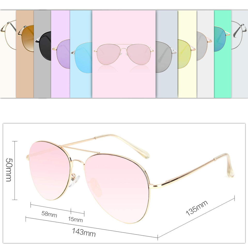 Sojos Gafas De Sol Aviador Clásico Unisex Marco Metal Lente Espejo Doble Puente SJ1030
