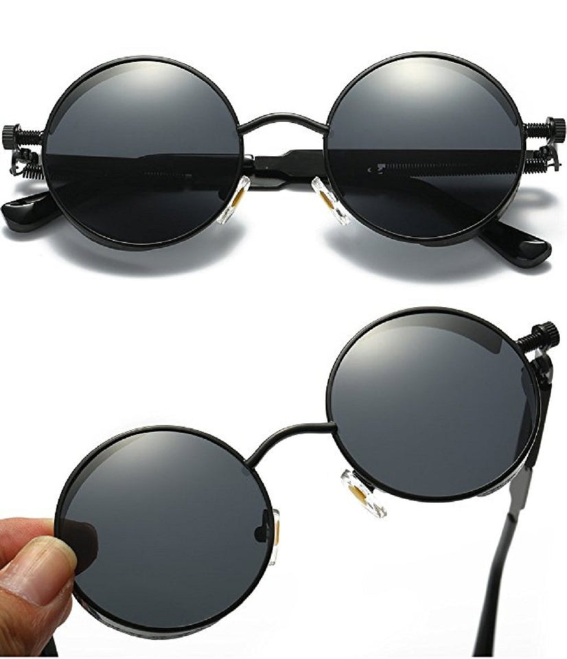Youtato Gafas de Sol polarizadas reflexivas Redondas Retro del Hippie con el Pequeño Marco de Metal 47m m para Las Mujeres/los Hombres