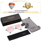 Sojos Gafas De Sol Aviador Clásico Unisex Marco Metal Lente Espejo Doble Puente SJ1030