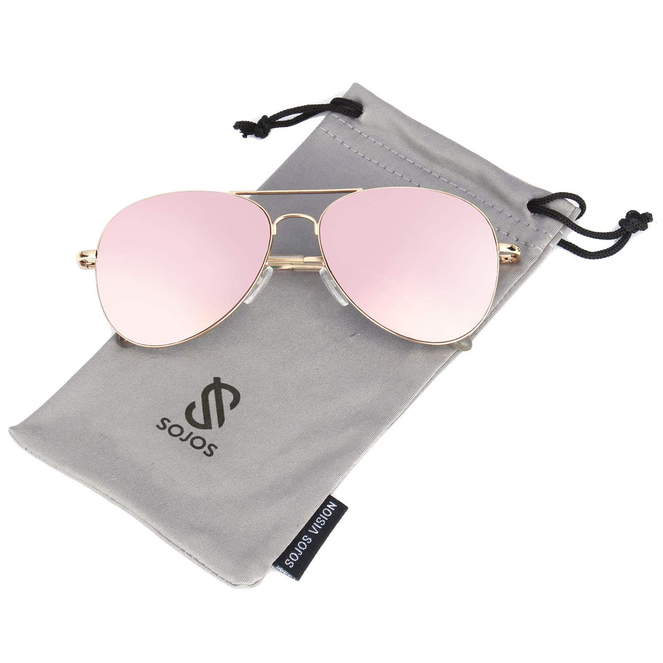 Sojos Gafas De Sol Aviador Clásico Unisex Marco Metal Lente Espejo Doble Puente SJ1030