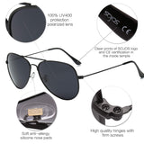 SojoS Gafas De Sol Para Hombres Y Mujeres Aviador Clásico Marco Metal Lentes Espejo Polarizadas SJ1054