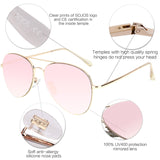 Sojos Gafas De Sol Aviador Clásico Unisex Marco Metal Lente Espejo Doble Puente SJ1030