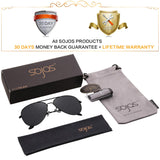 SojoS Gafas De Sol Para Hombres Y Mujeres Aviador Clásico Marco Metal Lentes Espejo Polarizadas SJ1054