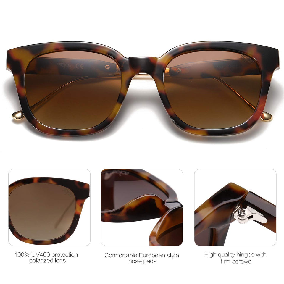 SojoS Lentes De Sol Unisex Hombre Mujer Retro Clásico Cuadrado Polarizado SJ2050