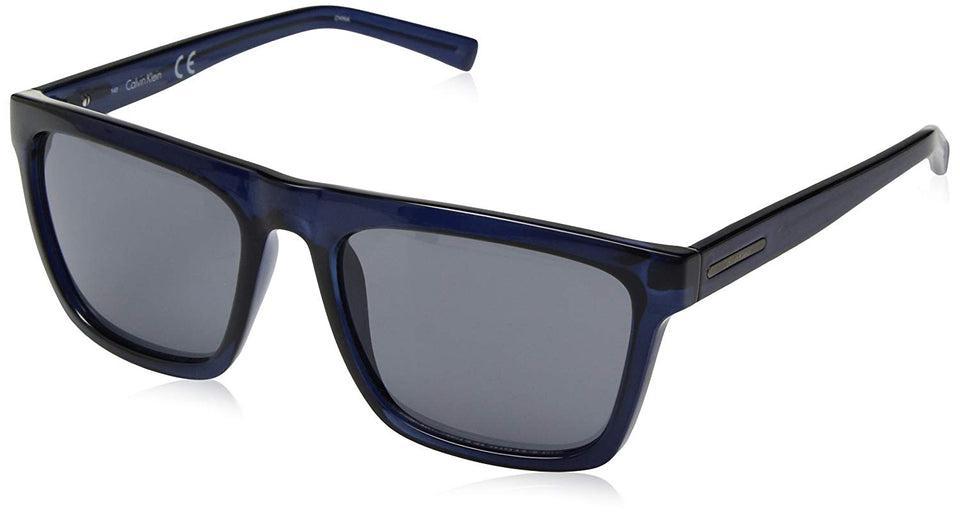 Calvin Klein R737S - anteojos de sol cuadradas para hombre, azul marino (Crystal Navy), 57 mm