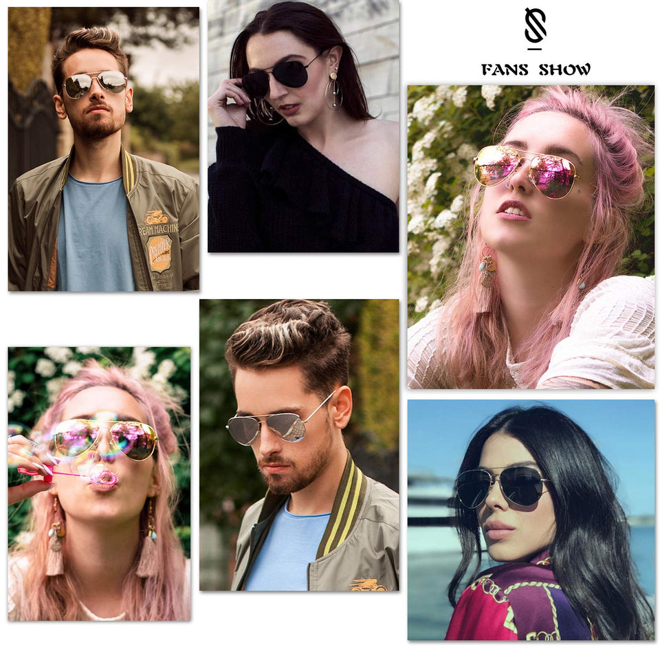 SojoS Gafas De Sol Para Hombres Y Mujeres Aviador Clásico Marco Metal Lentes Espejo Polarizadas SJ1054