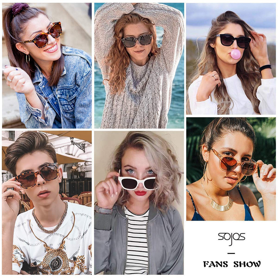 SojoS Lentes De Sol Unisex Hombre Mujer Retro Clásico Cuadrado Polarizado SJ2050